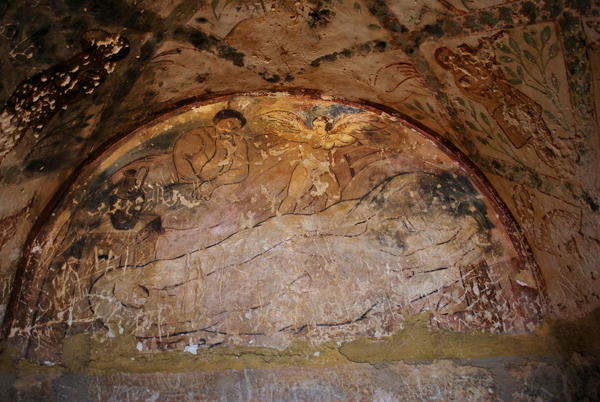 Angelo e figura femminile nuda a Qasr Amra, Giordania